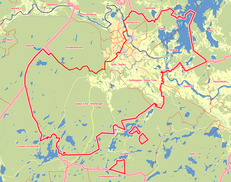 Karta över Borlänge Andra