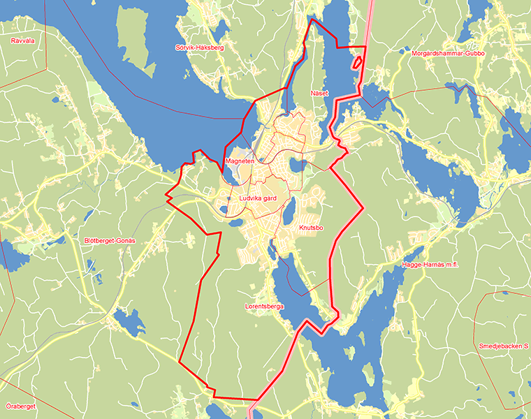 Karta över Ludvika stad