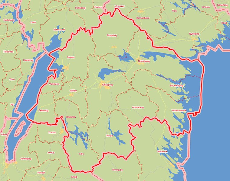 Karta över Östergötlands län