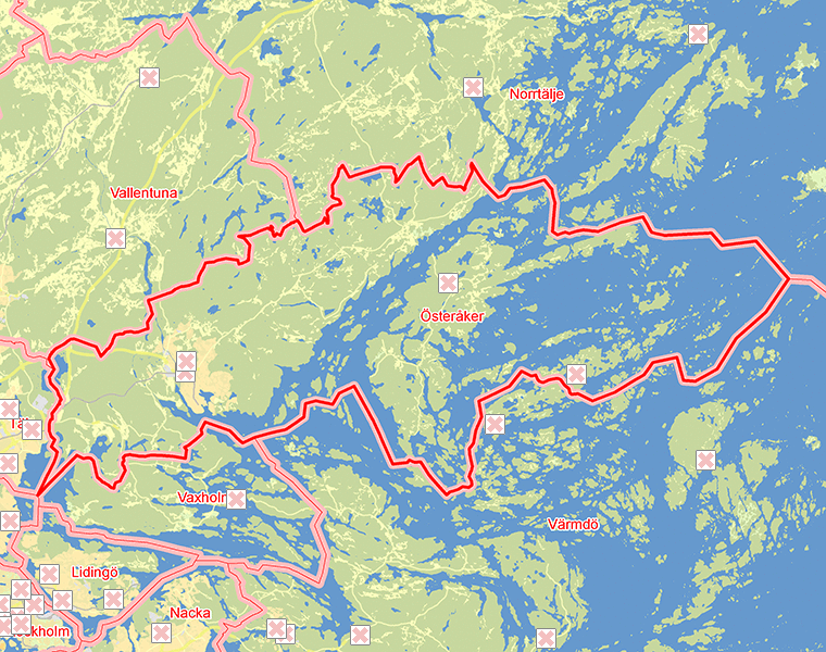 Karta över Österåker