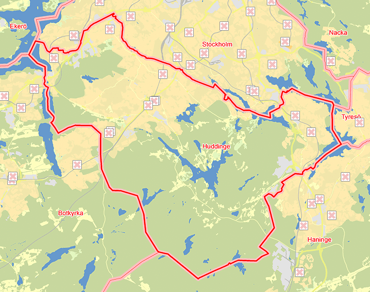 Karta över Huddinge