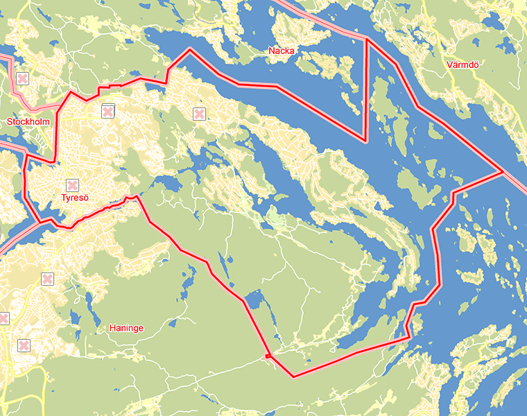 Karta över Tyresö