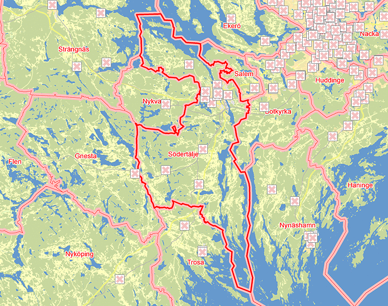 Karta över Södertälje
