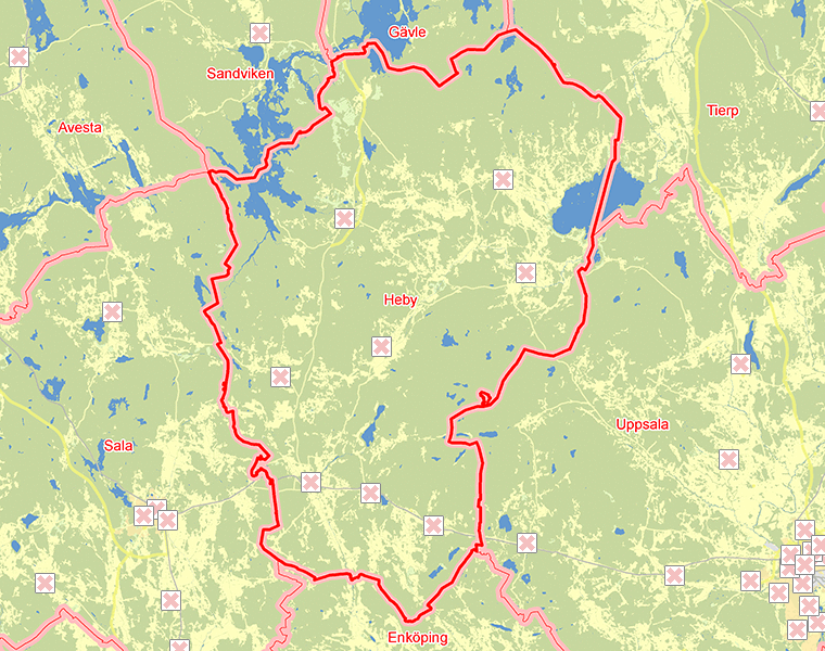 Karta över Heby