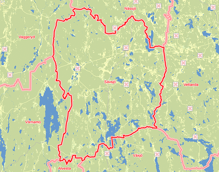 Karta över Sävsjö