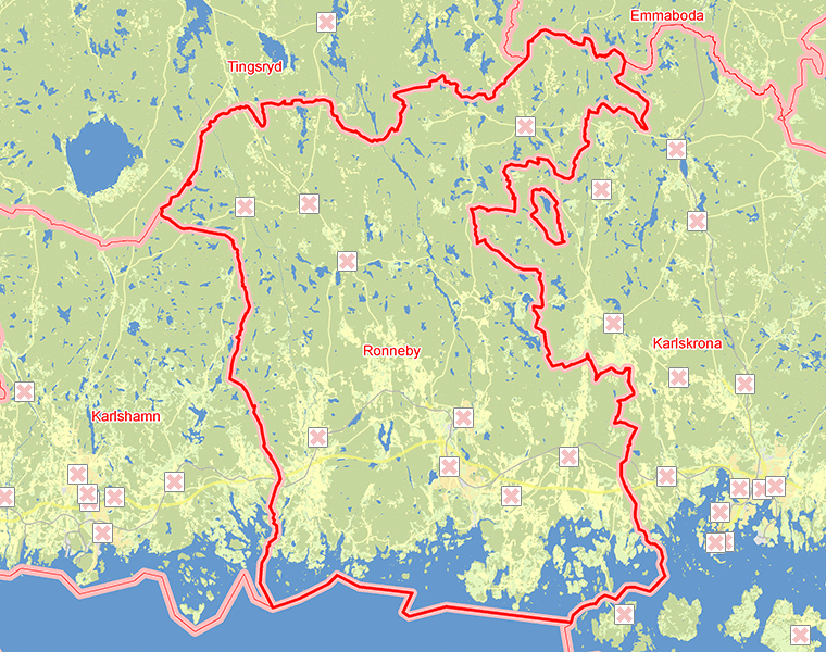 Karta över Ronneby