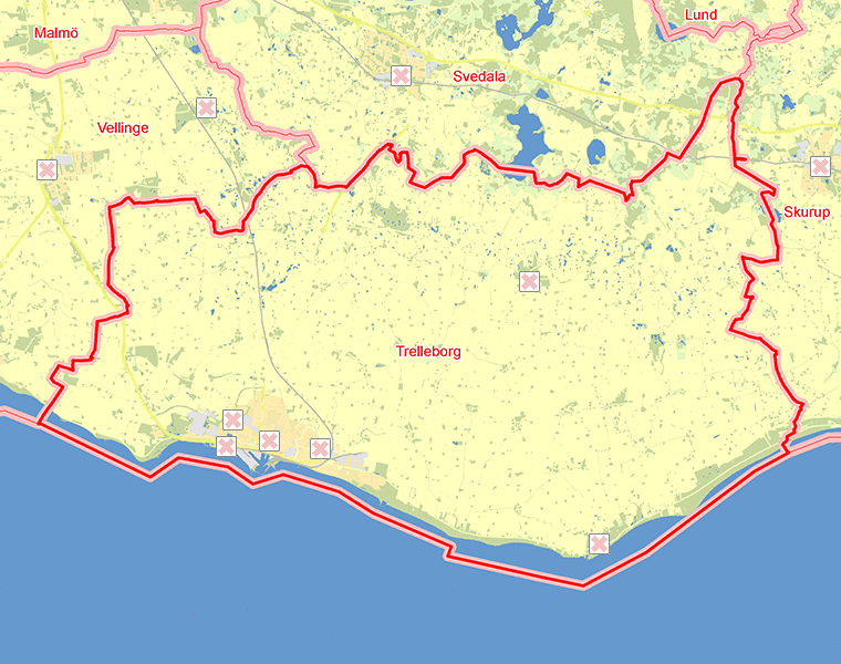 Karta över Trelleborg