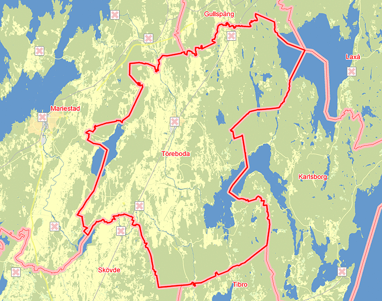 Karta över Töreboda