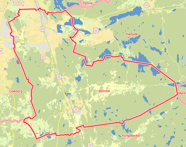 Karta över Mölndal