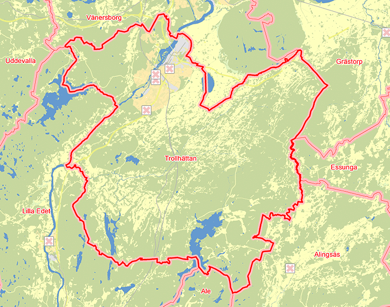Karta över Trollhättan