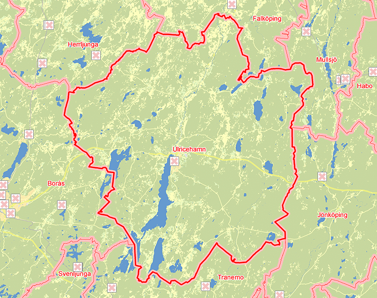 Karta över Ulricehamn