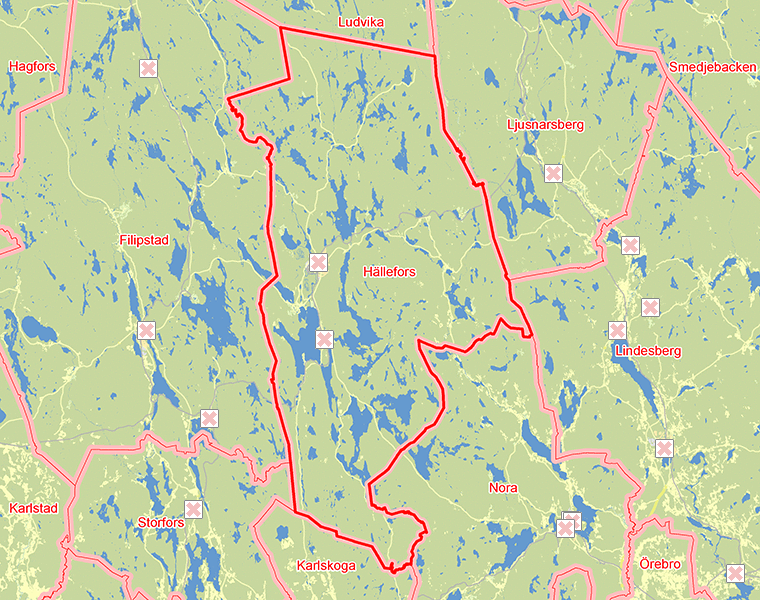 Karta över Hällefors