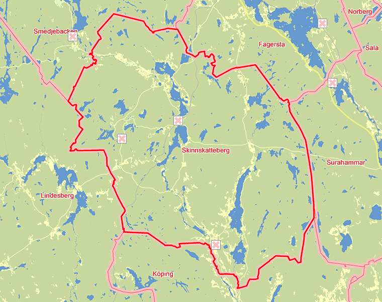 Karta över Skinnskatteberg