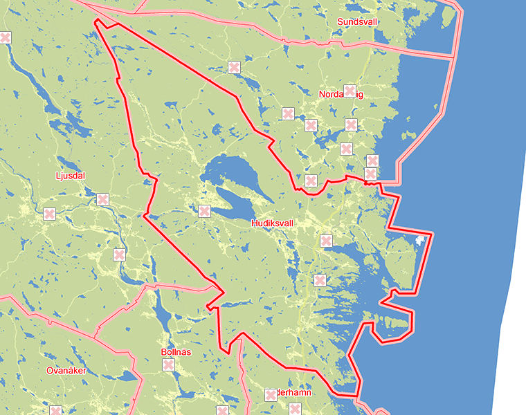 Karta över Hudiksvall