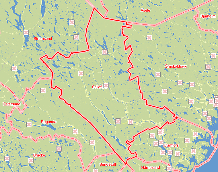 Karta över Sollefteå