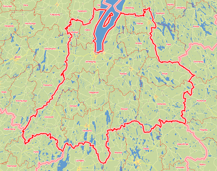 Karta över Jönköpings län