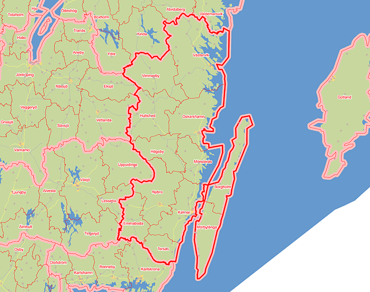 Karta över Kalmar län