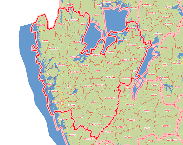 Karta över Västra Götalands län