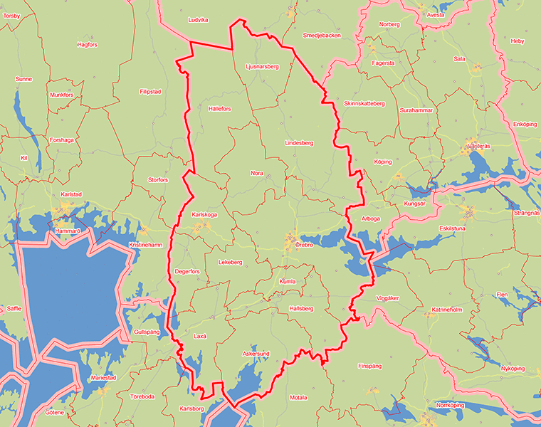 Karta över Örebro län