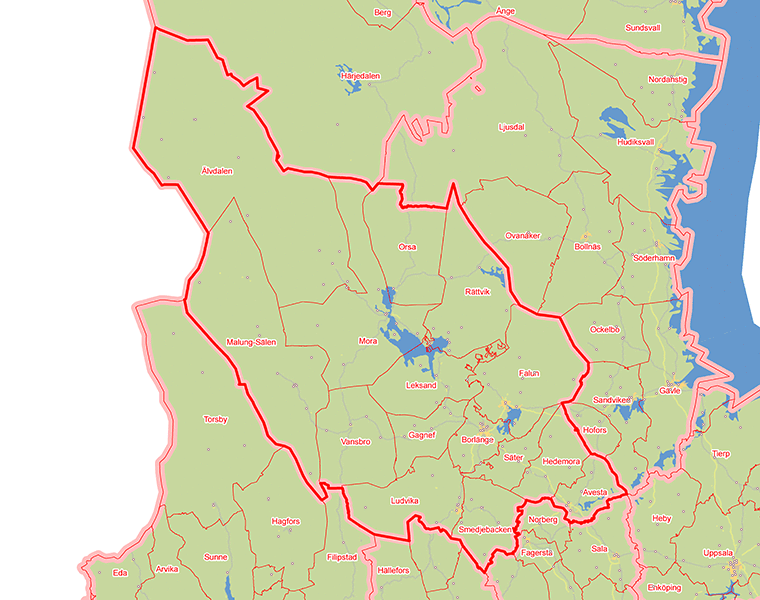 Karta över Dalarnas län