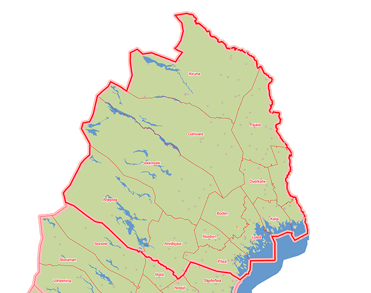 Karta över Norrbottens län