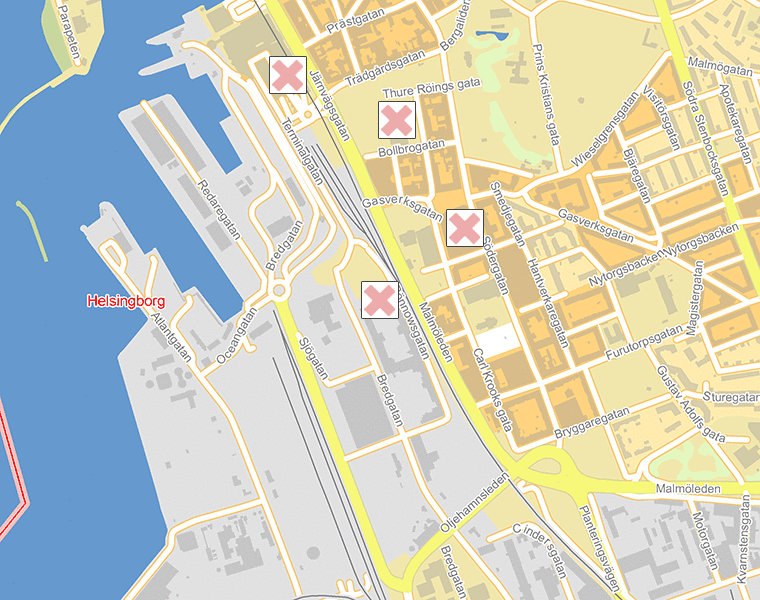 Karta över Helsingborg