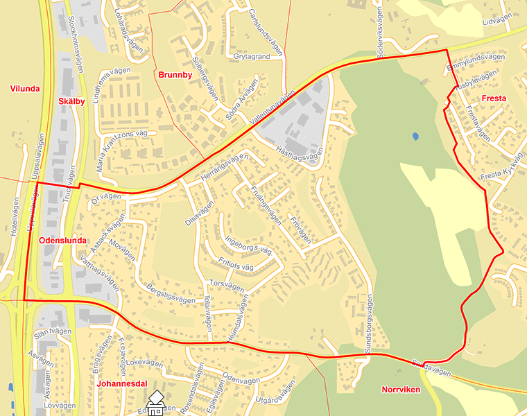 Karta över Odenslunda