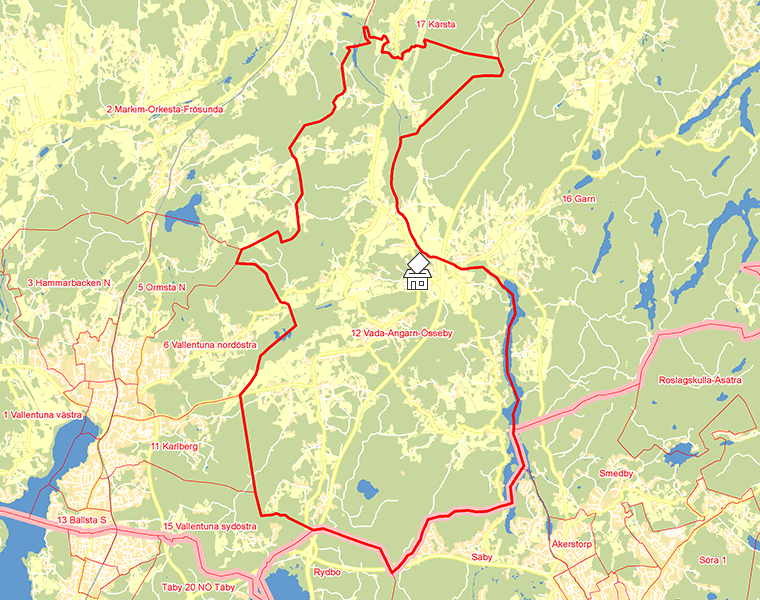 Karta över 12 Vada-Angarn-Össeby