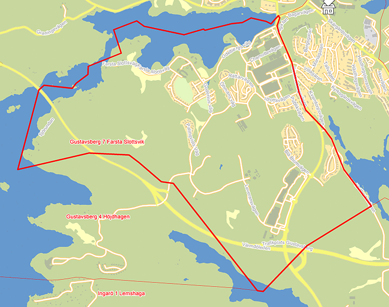 Karta över Gustavsberg 7 Farsta Slottsvik