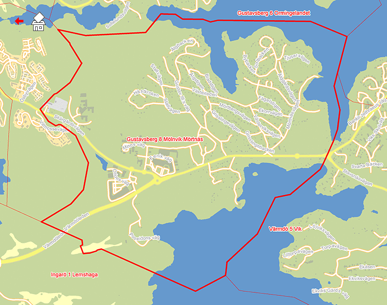 Karta över Gustavsberg 8 Mölnvik Mörtnäs