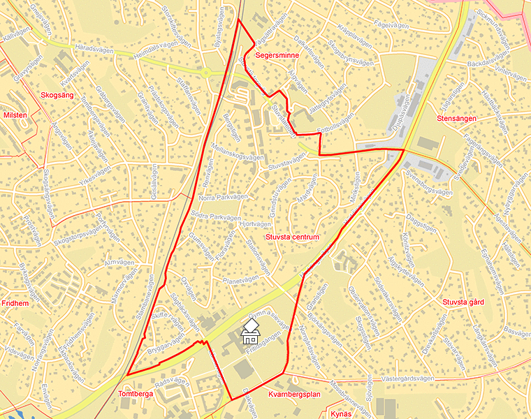 Karta över Stuvsta centrum