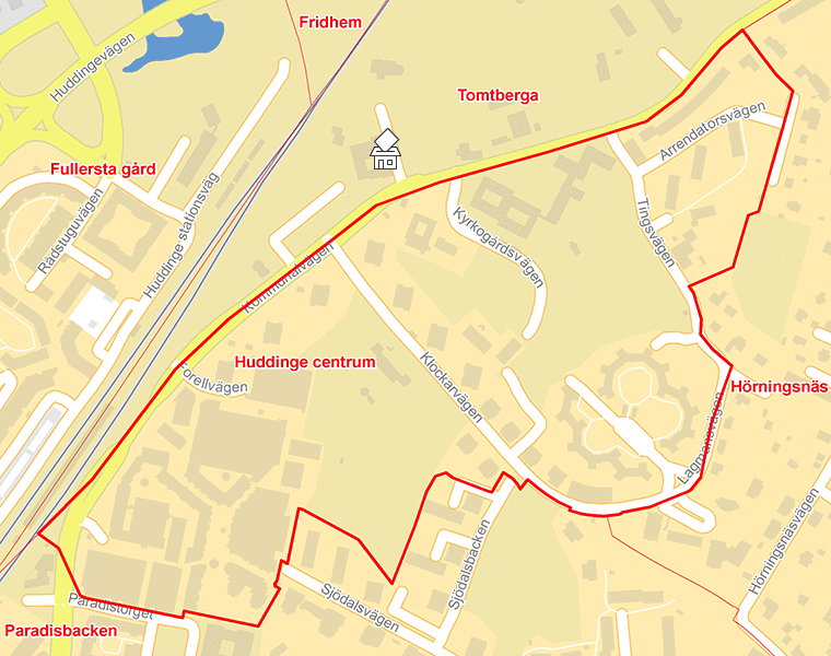 Karta över Huddinge centrum