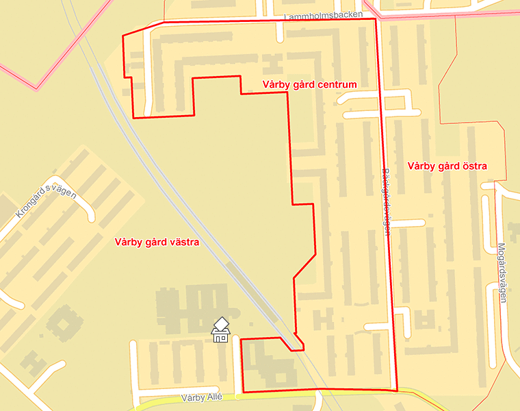 Karta över Vårby gård centrum