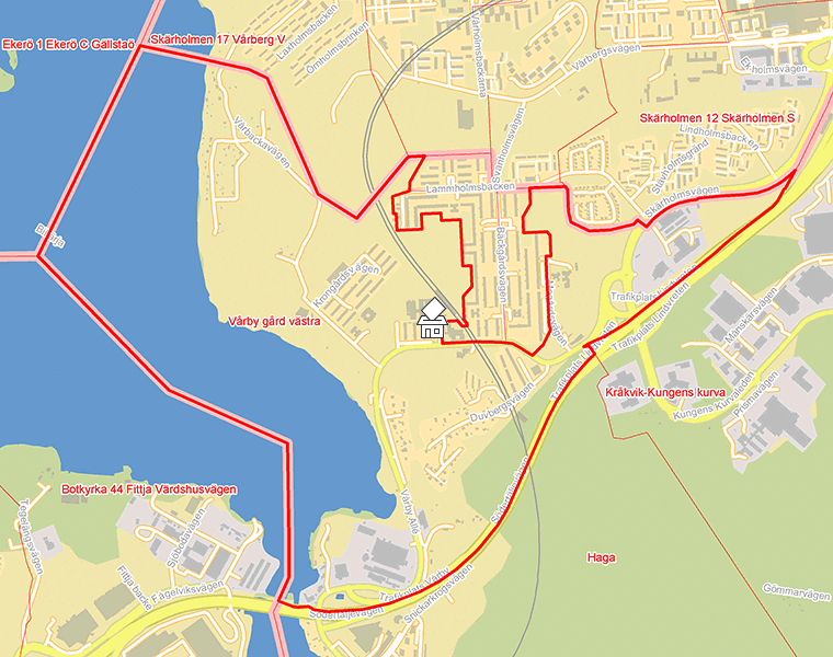 Karta över Vårby gård västra
