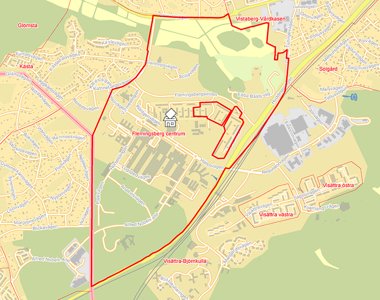 Karta över Flemingsberg centrum