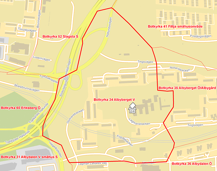 Karta över Botkyrka 34 Albyberget V