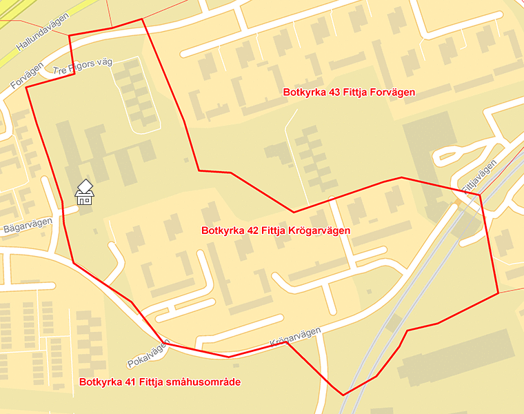 Karta över Botkyrka 42 Fittja Krögarvägen