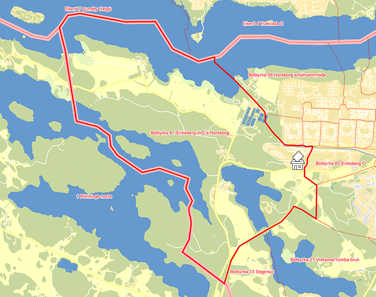 Karta över Botkyrka 61 Eriksberg V/G:a Norsborg