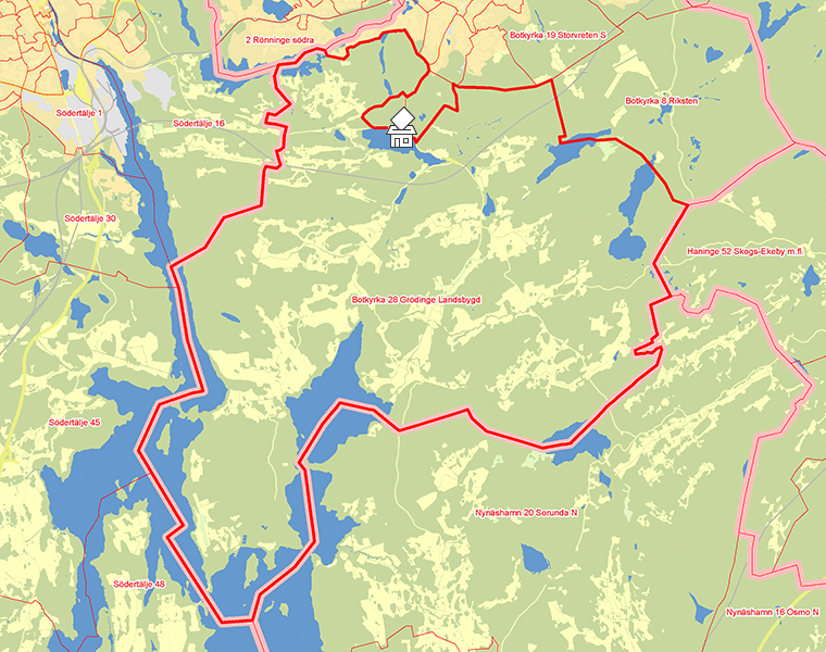 Karta över Botkyrka 28 Grödinge Landsbygd