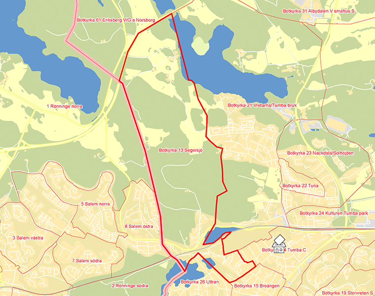 Karta över Botkyrka 13 Segersjö