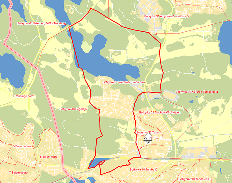 Karta över Botkyrka 21 Vretarna/Tumba bruk