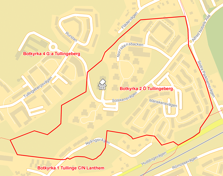 Karta över Botkyrka 2 Ö Tullingeberg
