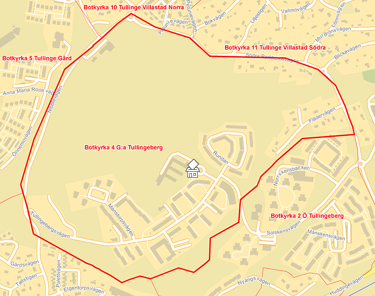 Karta över Botkyrka 4 G:a Tullingeberg