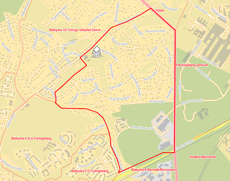 Karta över Botkyrka 11 Tullinge Villastad Södra