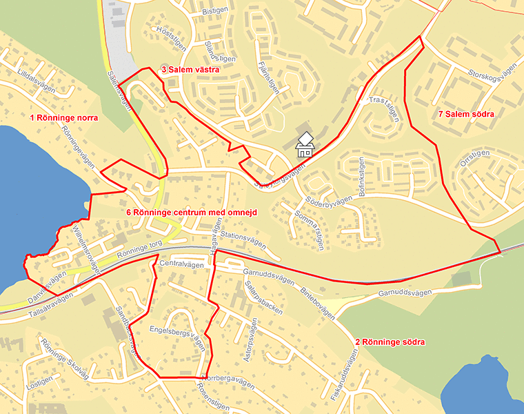 Karta över 6 Rönninge centrum med omnejd