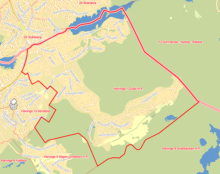 Karta över Haninge 1 Gudö m.fl.