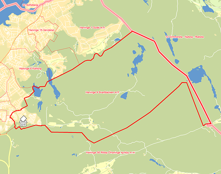 Karta över Haninge 9 Svartbäcken m.fl