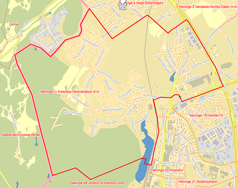 Karta över Haninge 11 Kolartorp-Hermanstorp m.m