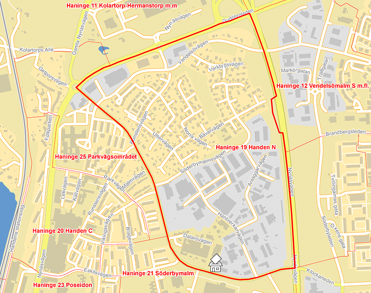 Karta över Haninge 19 Handen N