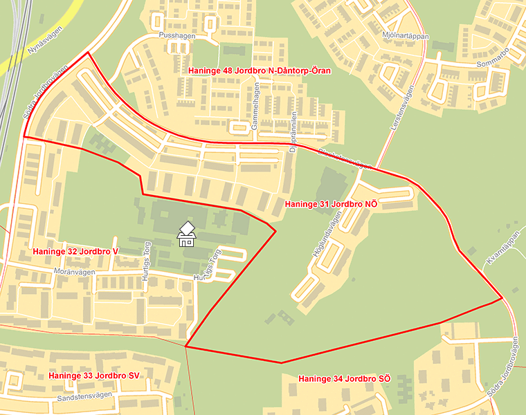 Karta över Haninge 31 Jordbro NÖ